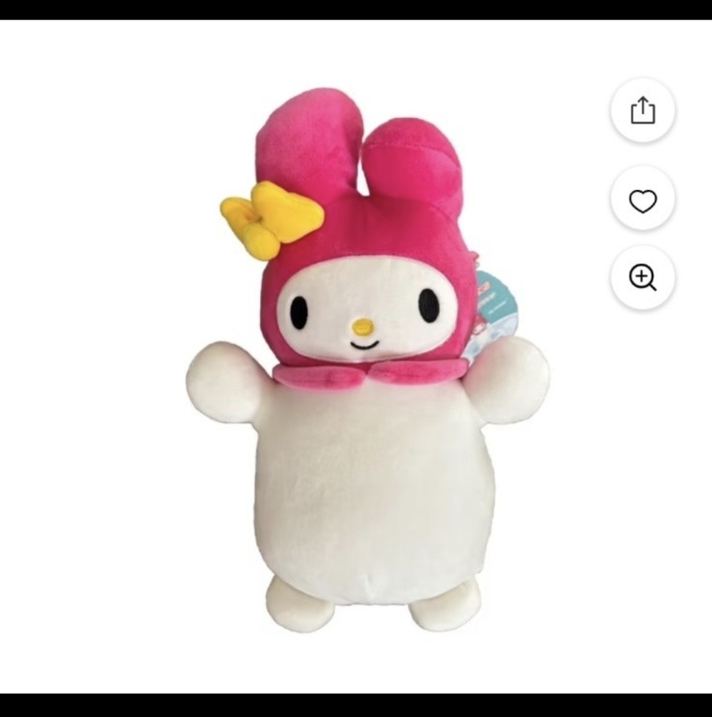 Hello Kitty Pink and White Plush Bunny with Yellow Bow - Stuffed Animal